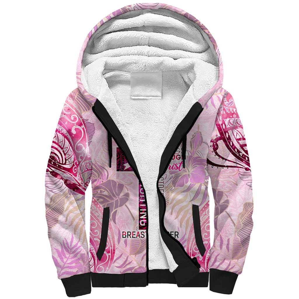 Breast Cancer Polynesian Sherpa Hoodie I Can Do All Things Through Christ