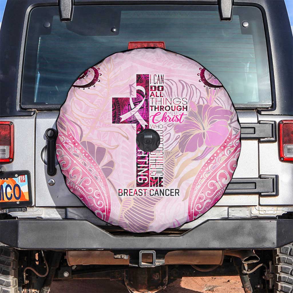 Breast Cancer Polynesian Spare Tire Cover I Can Do All Things Through Christ