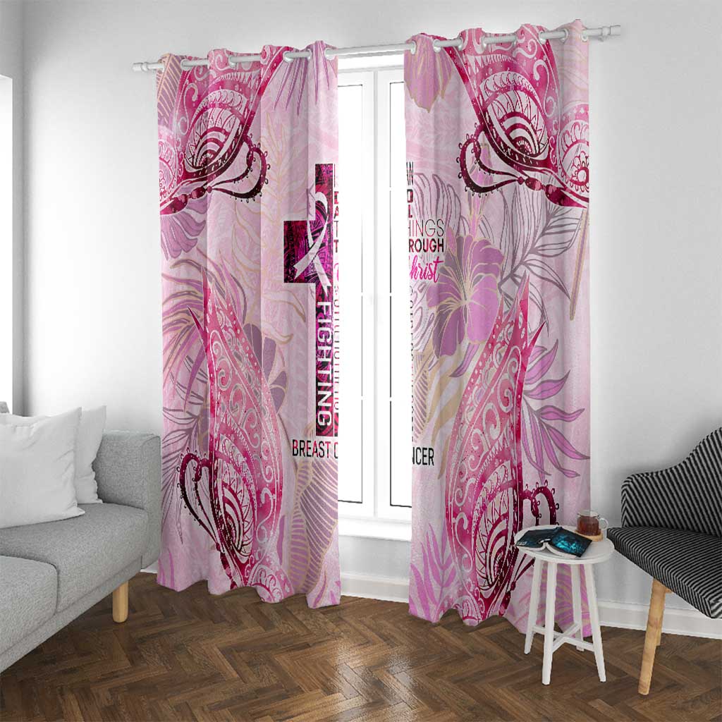 Breast Cancer Polynesian Window Curtain I Can Do All Things Through Christ