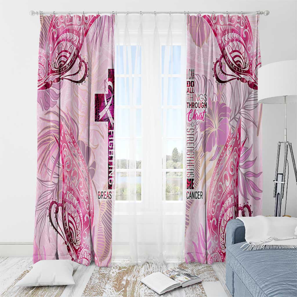 Breast Cancer Polynesian Window Curtain I Can Do All Things Through Christ