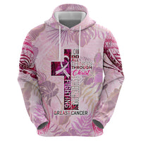 Breast Cancer Polynesian Zip Hoodie I Can Do All Things Through Christ