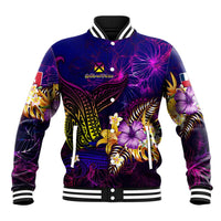 Wallis and Futuna Baseball Jacket Whale Hibiscus Polynesian