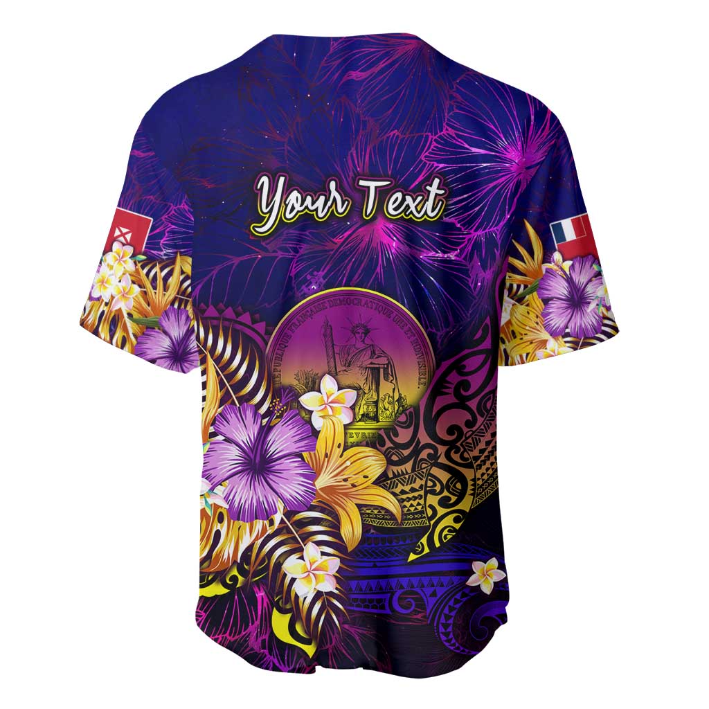Wallis and Futuna Baseball Jersey Whale Hibiscus Polynesian