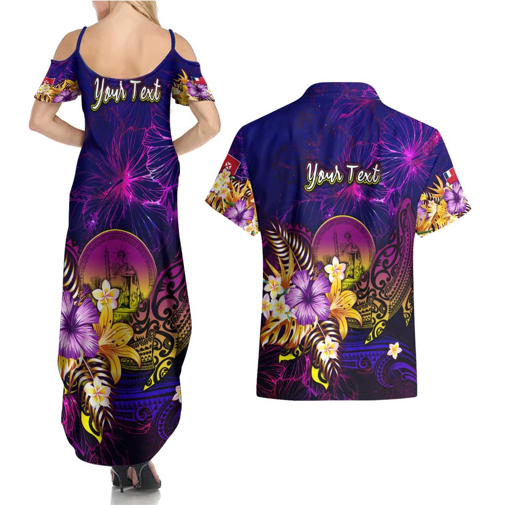 Wallis and Futuna Couples Matching Summer Maxi Dress and Hawaiian Shirt Whale Hibiscus Polynesian