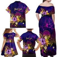 Wallis and Futuna Family Matching Off Shoulder Maxi Dress and Hawaiian Shirt Whale Hibiscus Polynesian