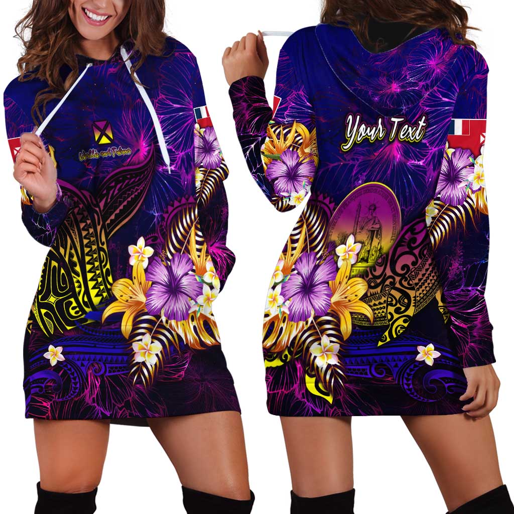 Wallis and Futuna Hoodie Dress Whale Hibiscus Polynesian