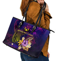 Wallis and Futuna Leather Tote Bag Whale Hibiscus Polynesian