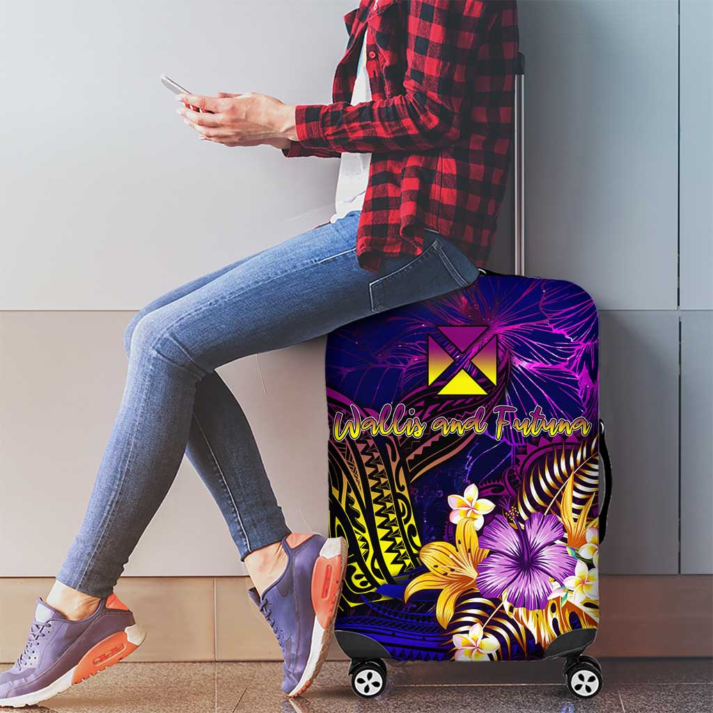 Wallis and Futuna Luggage Cover Whale Hibiscus Polynesian