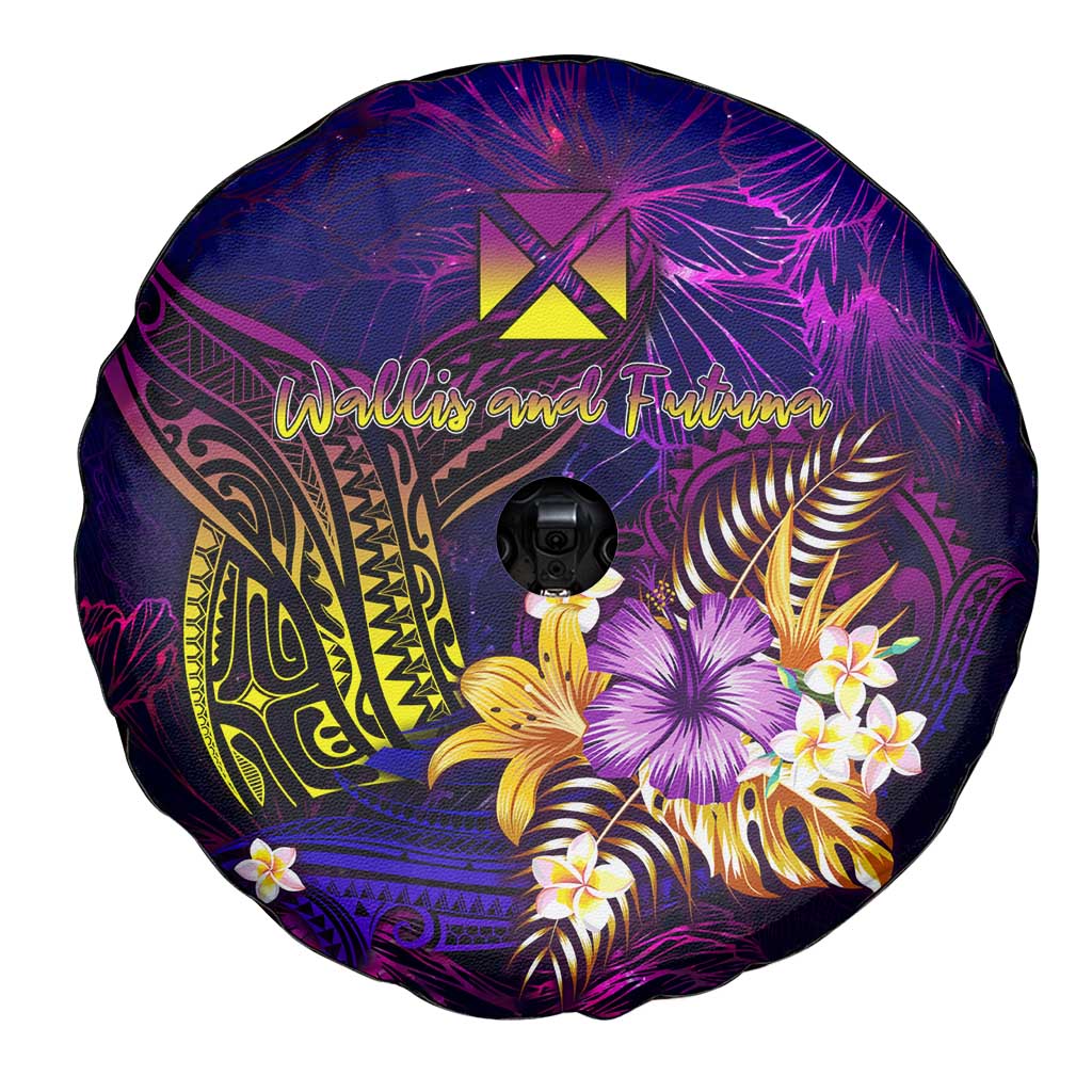 Wallis and Futuna Spare Tire Cover Whale Hibiscus Polynesian