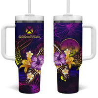 Wallis and Futuna Tumbler With Handle Whale Hibiscus Polynesian