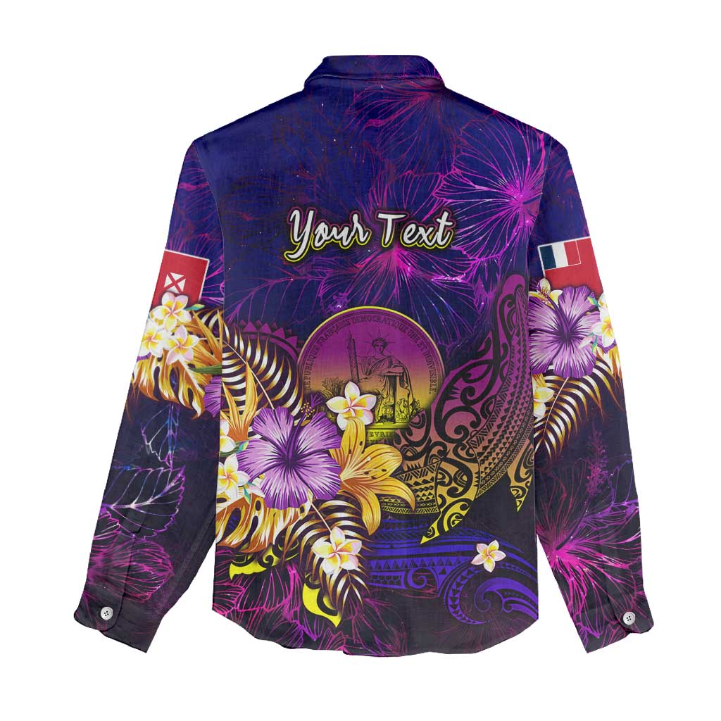 Wallis and Futuna Women Casual Shirt Whale Hibiscus Polynesian