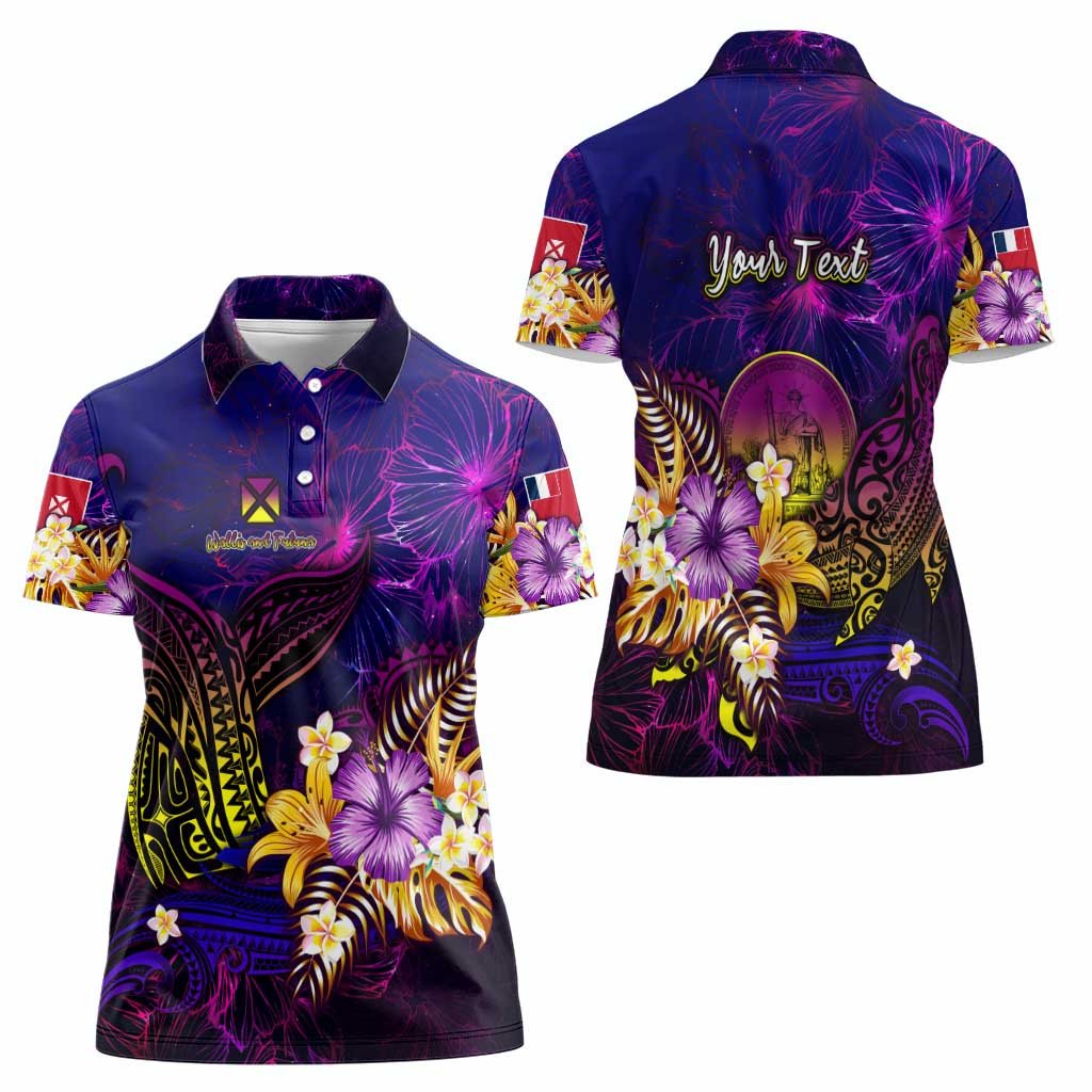 Wallis and Futuna Women Polo Shirt Whale Hibiscus Polynesian DT02 - Polynesian Pride