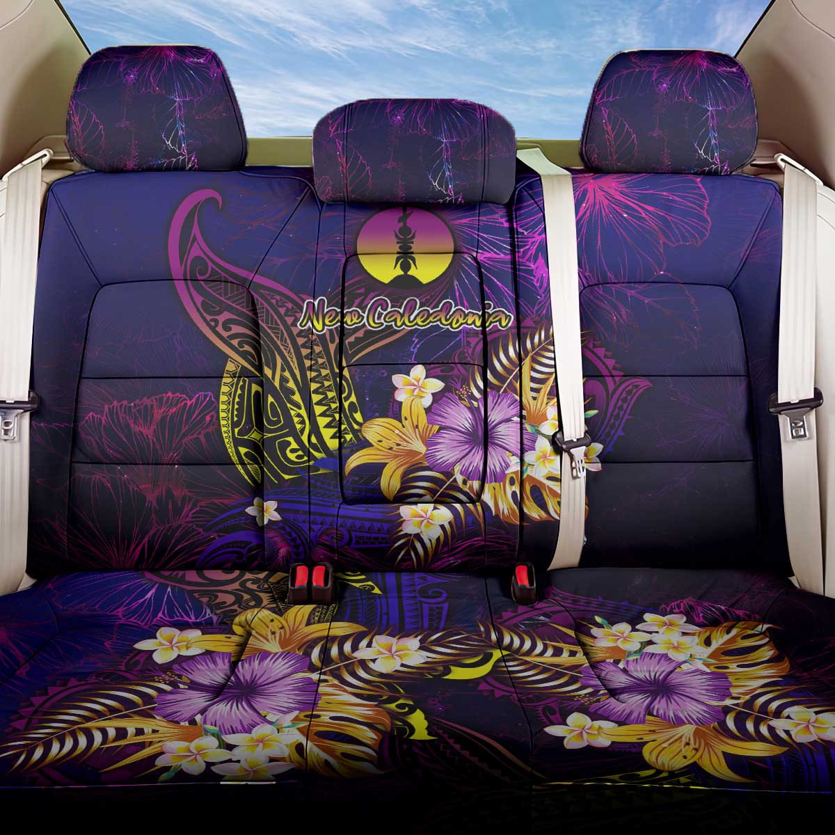 New Caledonia Back Car Seat Cover Whale Hibiscus Polynesian
