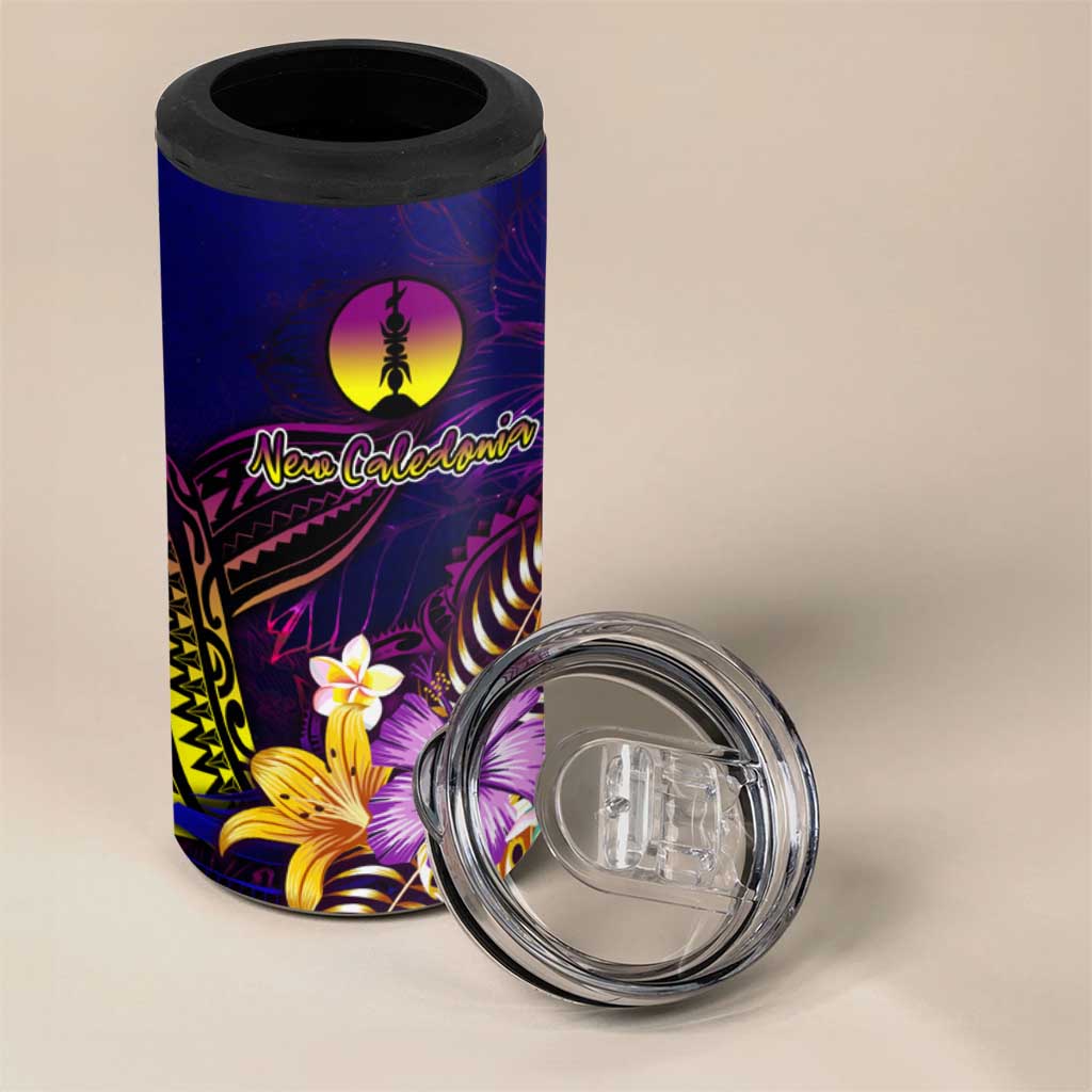 New Caledonia 4 in 1 Can Cooler Tumbler Whale Hibiscus Polynesian