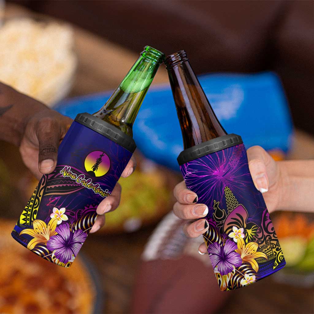 New Caledonia 4 in 1 Can Cooler Tumbler Whale Hibiscus Polynesian