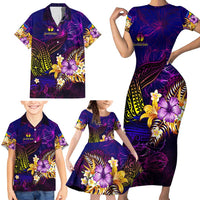 New Caledonia Family Matching Short Sleeve Bodycon Dress and Hawaiian Shirt Whale Hibiscus Polynesian