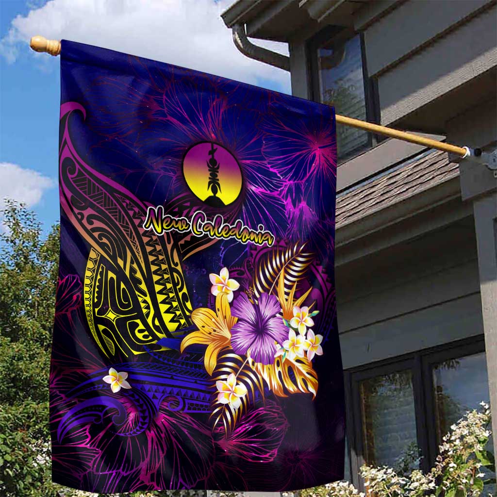 New Caledonia Garden Flag Whale Hibiscus Polynesian