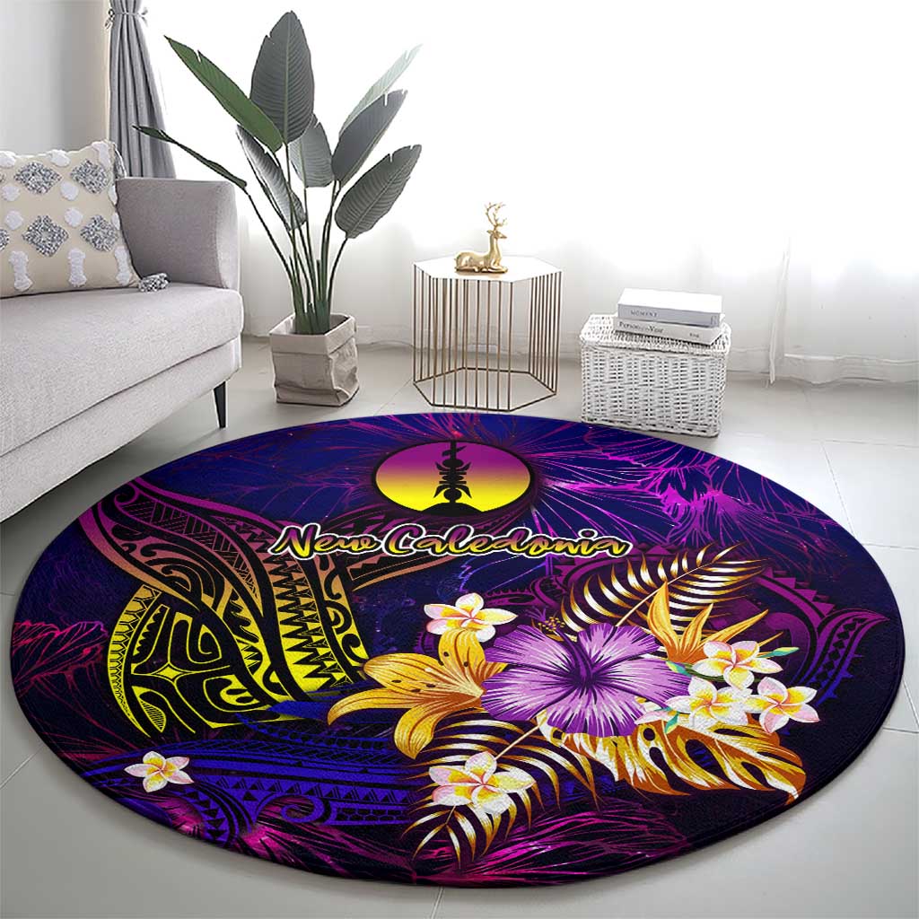 New Caledonia Round Carpet Whale Hibiscus Polynesian
