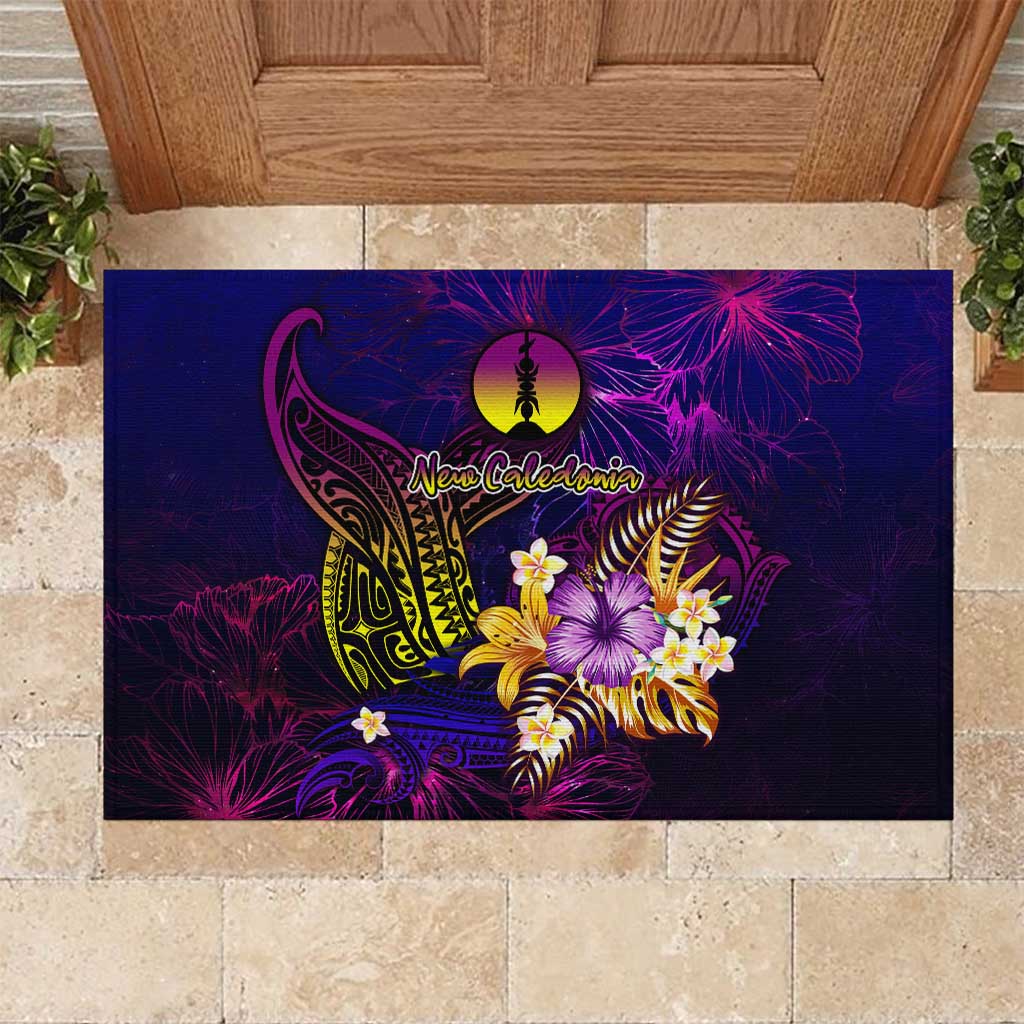 New Caledonia Rubber Doormat Whale Hibiscus Polynesian