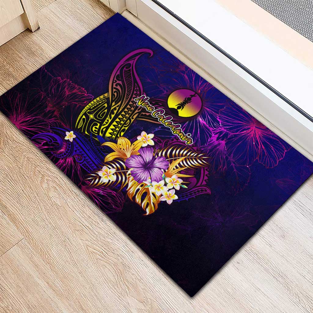 New Caledonia Rubber Doormat Whale Hibiscus Polynesian