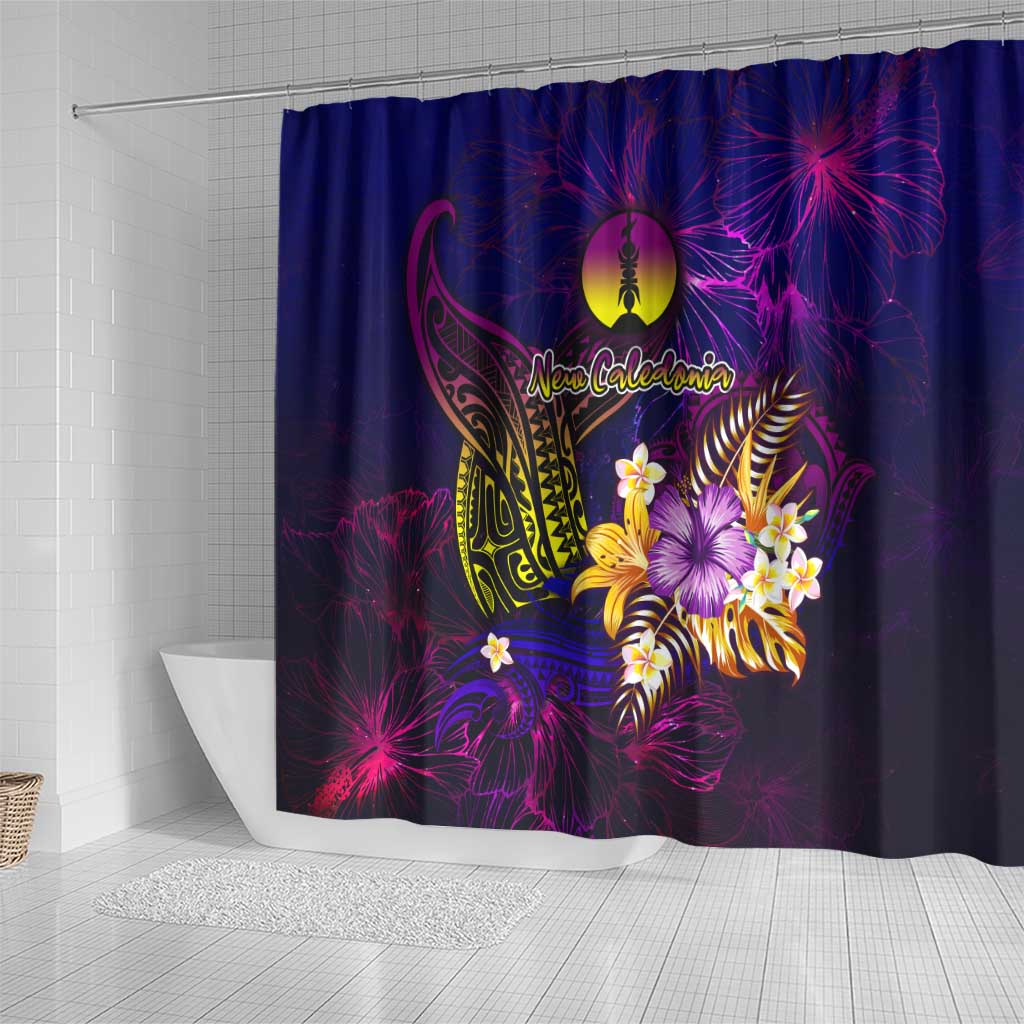 New Caledonia Shower Curtain Whale Hibiscus Polynesian