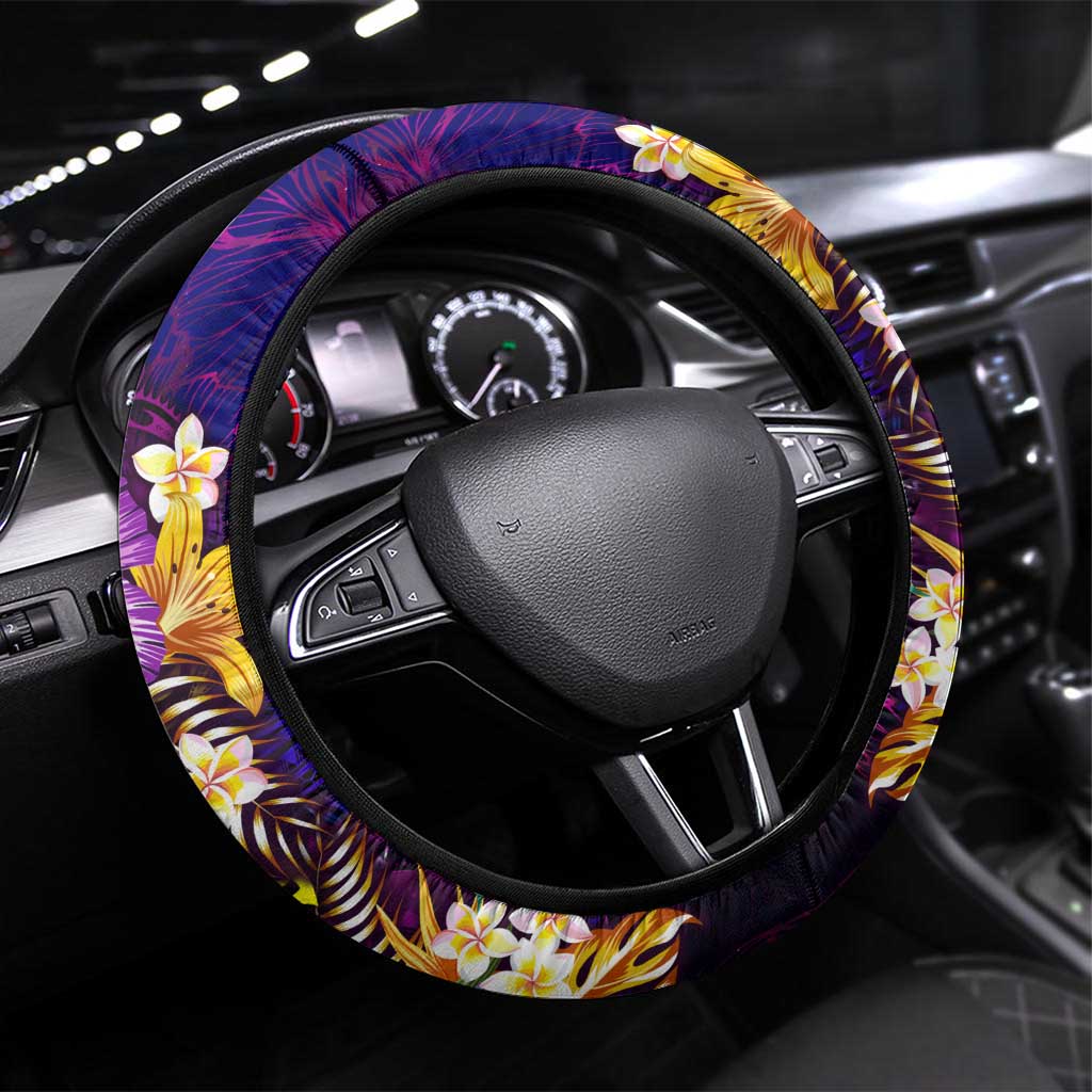 New Caledonia Steering Wheel Cover Whale Hibiscus Polynesian