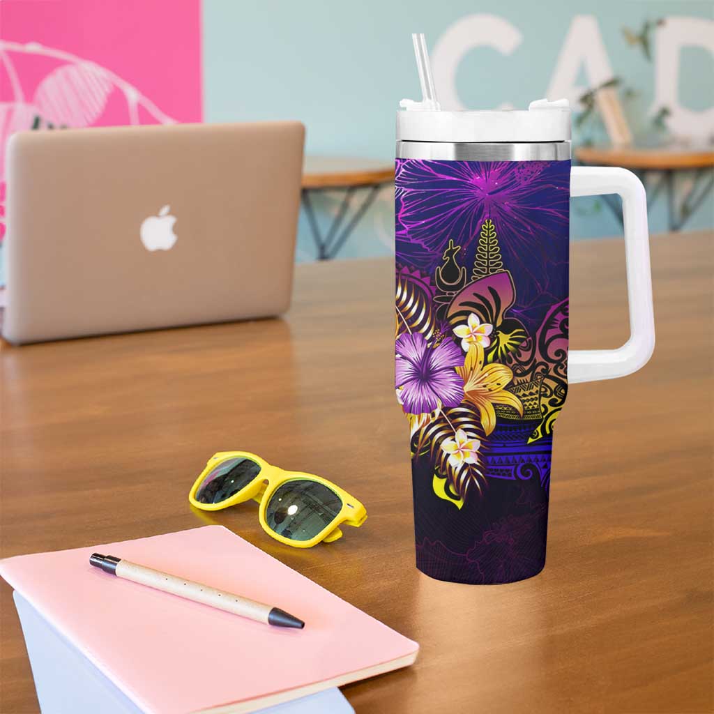 New Caledonia Tumbler With Handle Whale Hibiscus Polynesian
