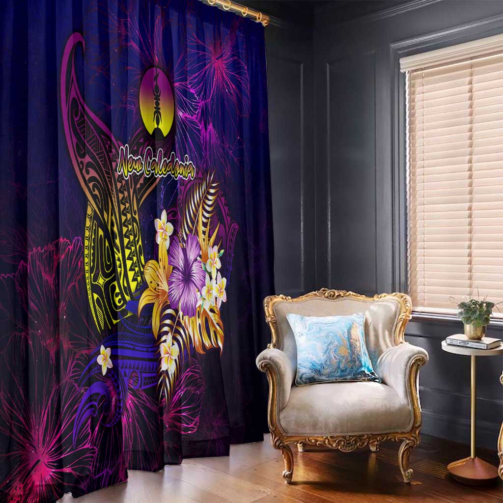 New Caledonia Window Curtain Whale Hibiscus Polynesian