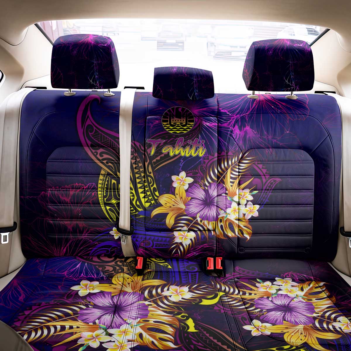 Tahiti French Polynesia Back Car Seat Cover Whale Hibiscus Polynesian