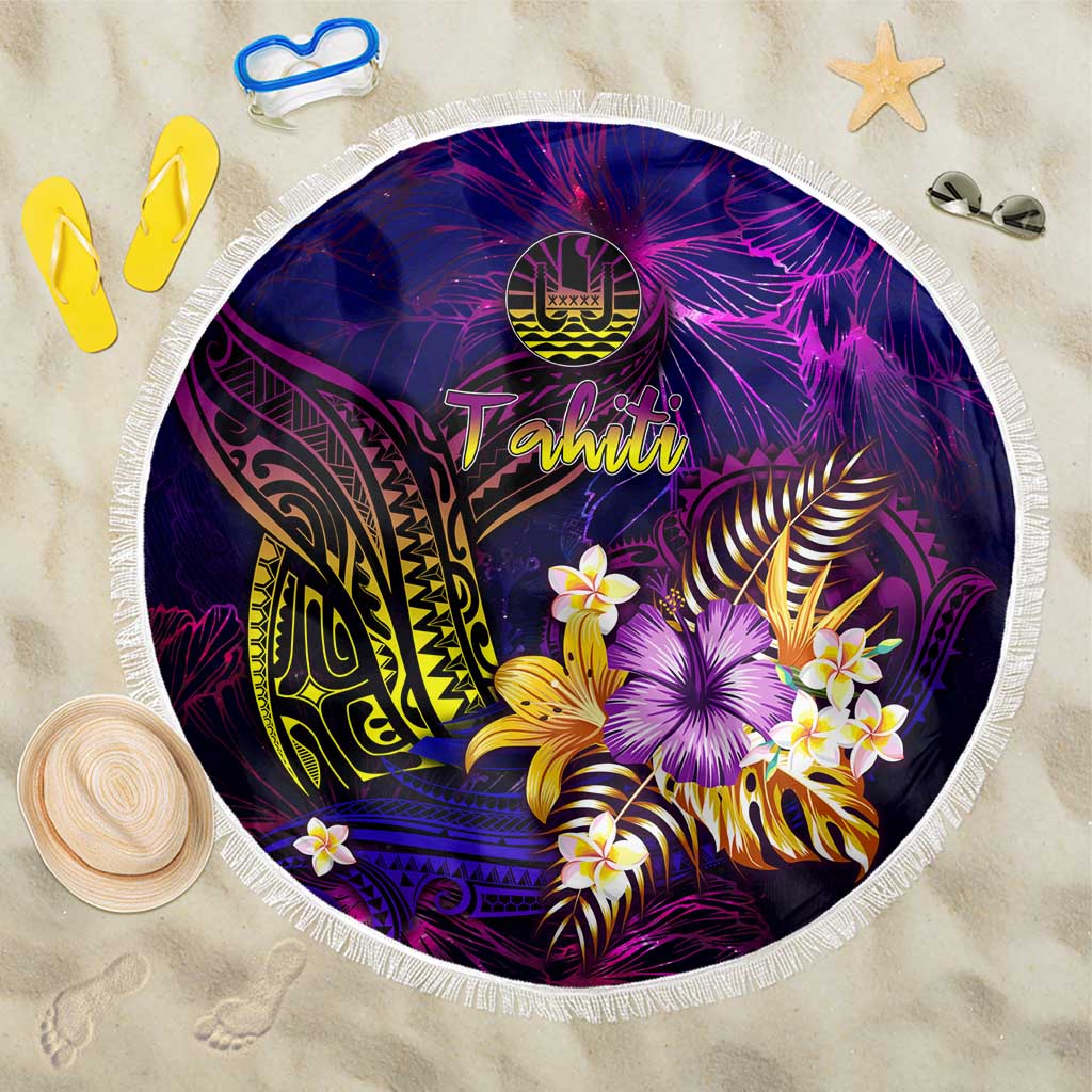 Tahiti French Polynesia Beach Blanket Whale Hibiscus Polynesian