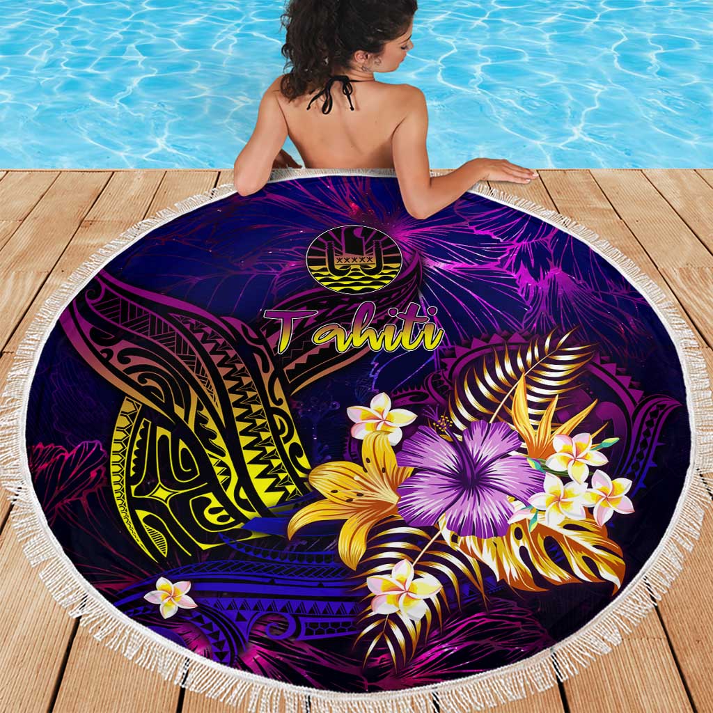 Tahiti French Polynesia Beach Blanket Whale Hibiscus Polynesian