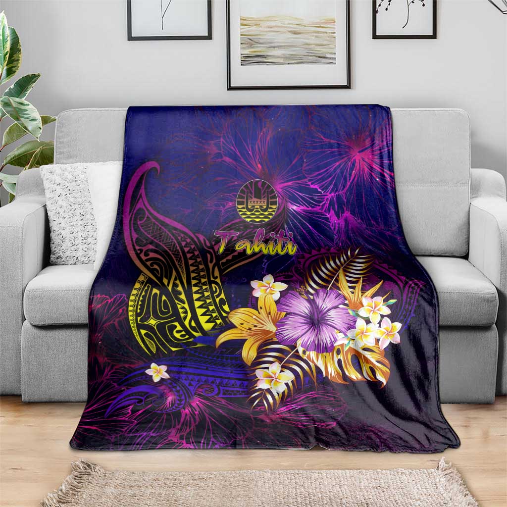 Tahiti French Polynesia Blanket Whale Hibiscus Polynesian