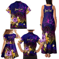 Tahiti French Polynesia Family Matching Tank Maxi Dress and Hawaiian Shirt Whale Hibiscus Polynesian