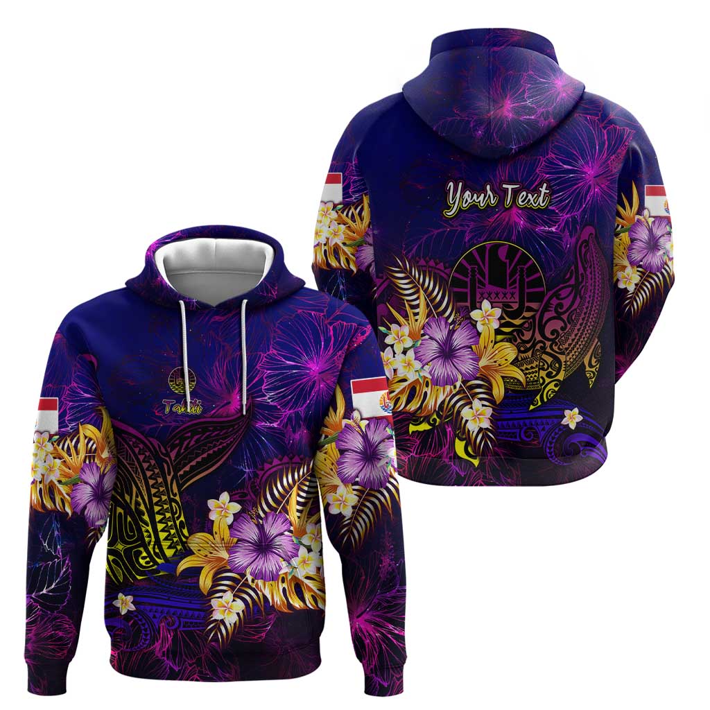 Tahiti French Polynesia Hoodie Whale Hibiscus Polynesian