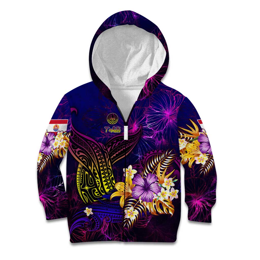 Tahiti French Polynesia Kid Hoodie Whale Hibiscus Polynesian