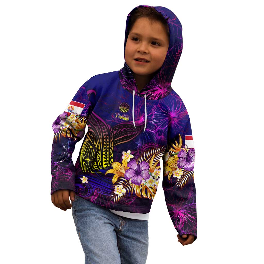 Tahiti French Polynesia Kid Hoodie Whale Hibiscus Polynesian