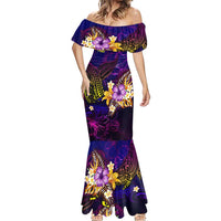 Tahiti French Polynesia Mermaid Dress Whale Hibiscus Polynesian