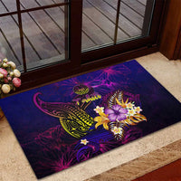 Tahiti French Polynesia Rubber Doormat Whale Hibiscus Polynesian