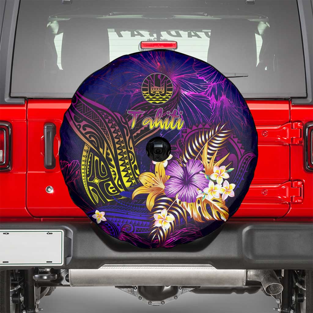 Tahiti French Polynesia Spare Tire Cover Whale Hibiscus Polynesian