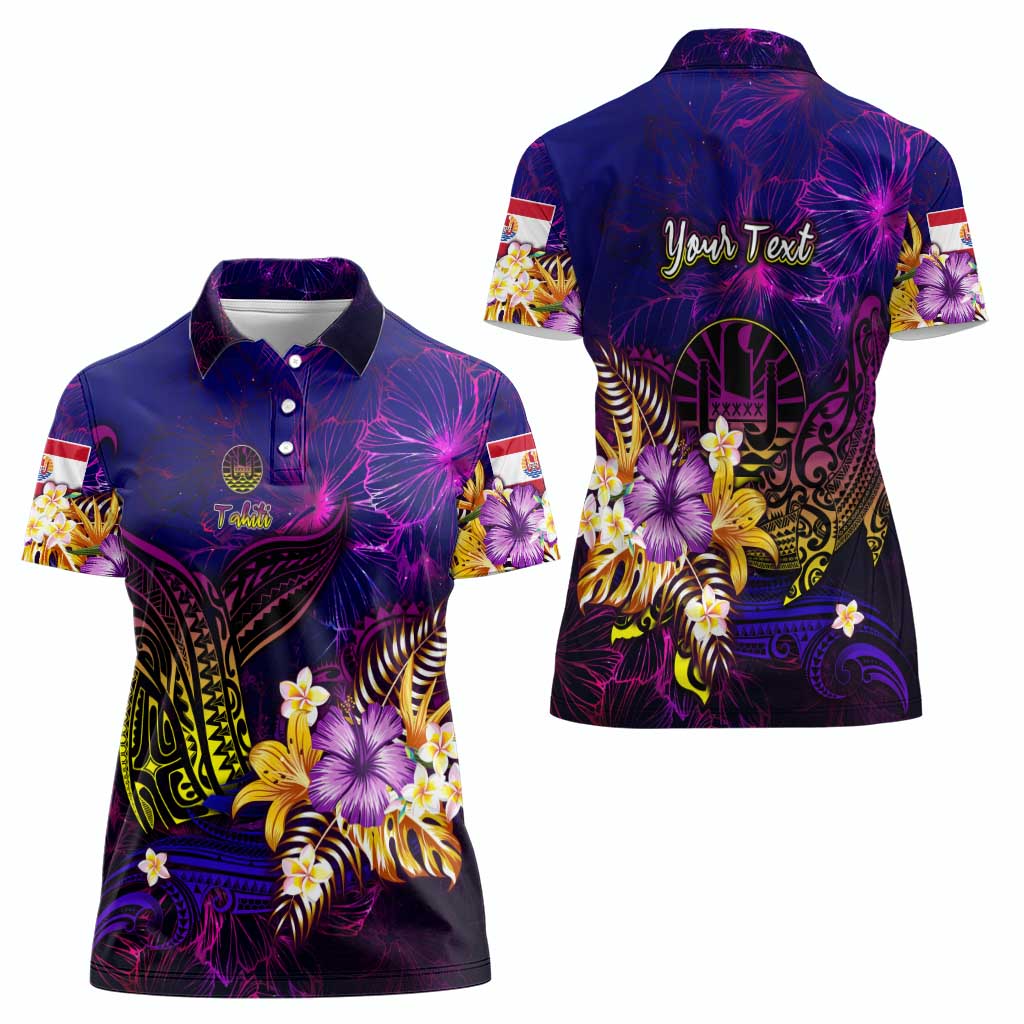 Tahiti French Polynesia Women Polo Shirt Whale Hibiscus Polynesian DT02 - Polynesian Pride
