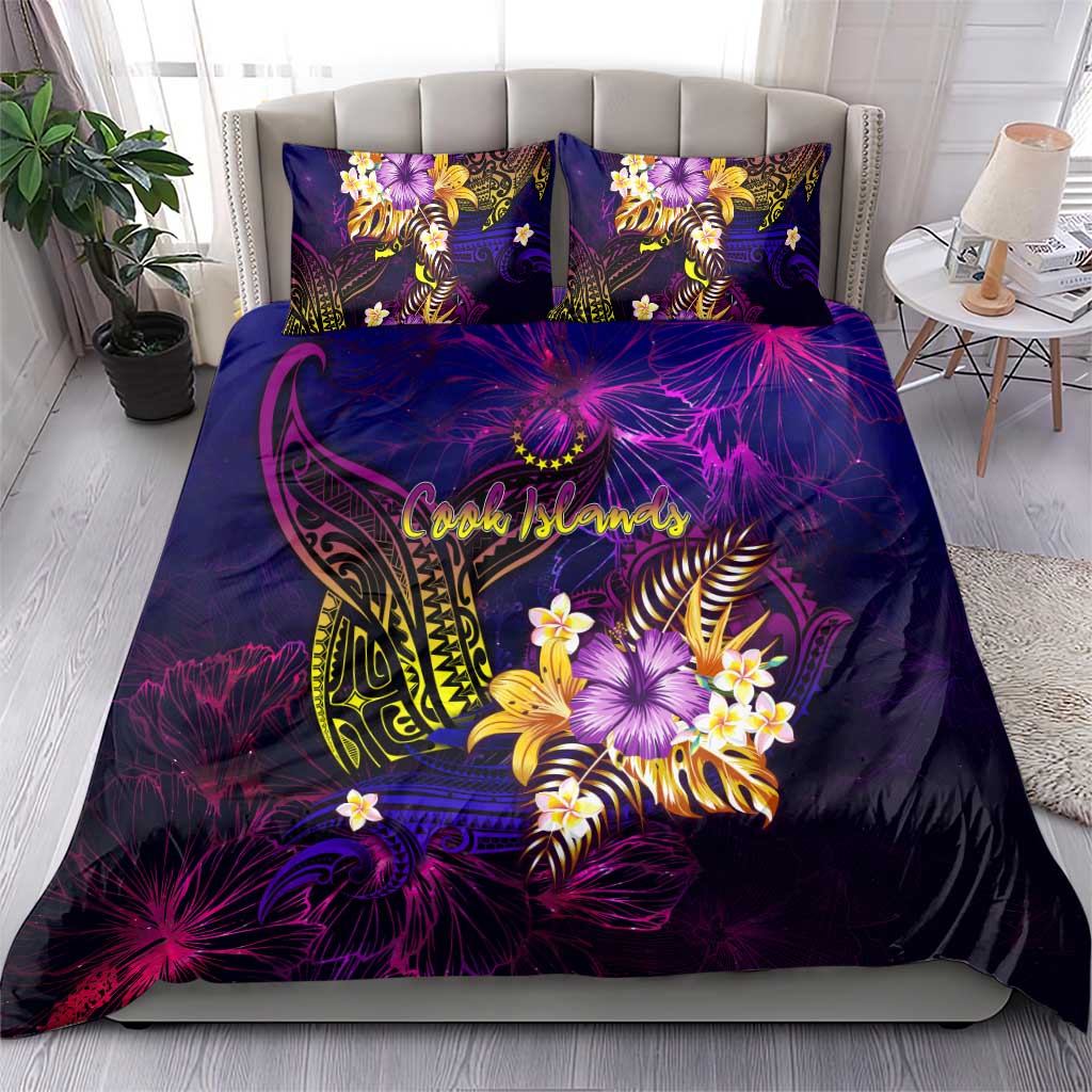 Cook Islands Bedding Set Whale Hibiscus Polynesian