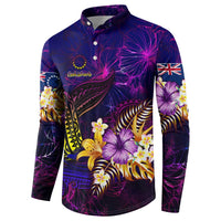 Cook Islands Button Sweatshirt Whale Hibiscus Polynesian DT02 - Polynesian Pride