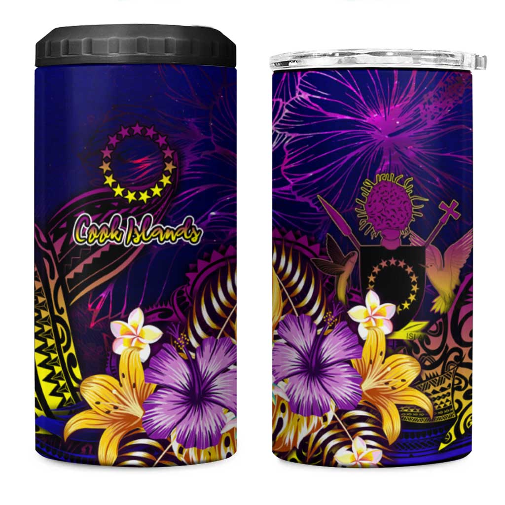 Cook Islands 4 in 1 Can Cooler Tumbler Whale Hibiscus Polynesian