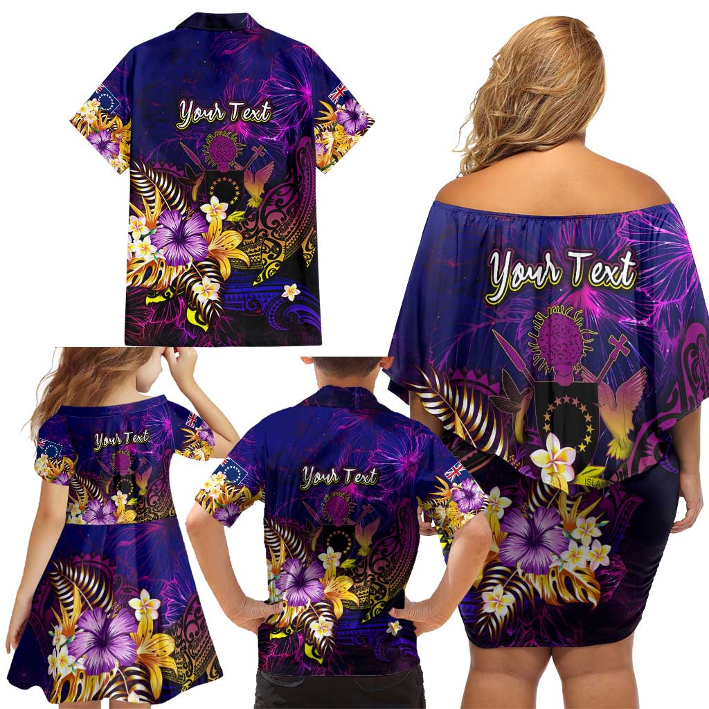 Cook Islands Family Matching Off Shoulder Short Dress and Hawaiian Shirt Whale Hibiscus Polynesian DT02 - Polynesian Pride