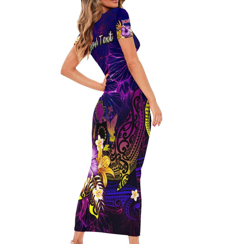 Cook Islands Family Matching Short Sleeve Bodycon Dress and Hawaiian Shirt Whale Hibiscus Polynesian DT02 - Polynesian Pride