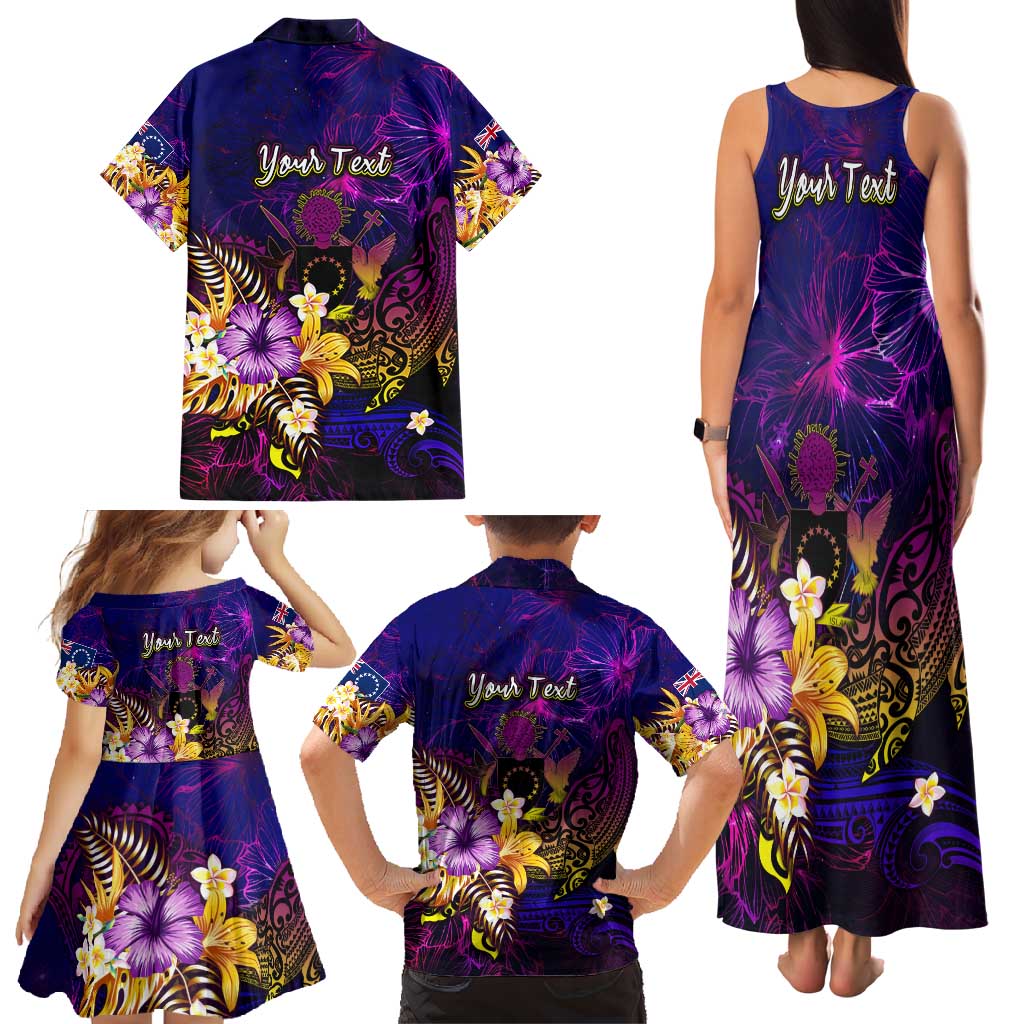 Cook Islands Family Matching Tank Maxi Dress and Hawaiian Shirt Whale Hibiscus Polynesian