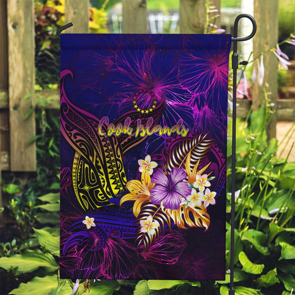 Cook Islands Garden Flag Whale Hibiscus Polynesian DT02 Garden Flag Purple - Polynesian Pride