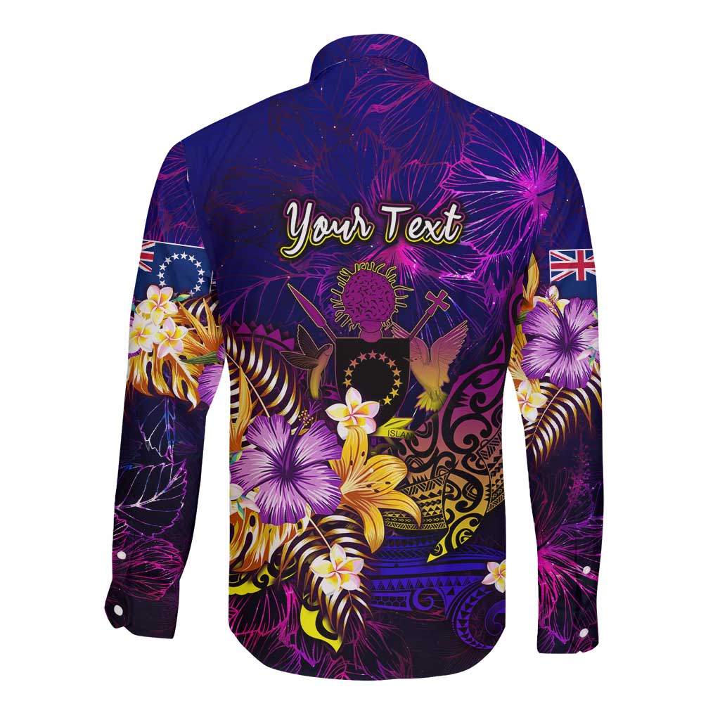 Cook Islands Long Sleeve Button Shirt Whale Hibiscus Polynesian DT02 - Polynesian Pride