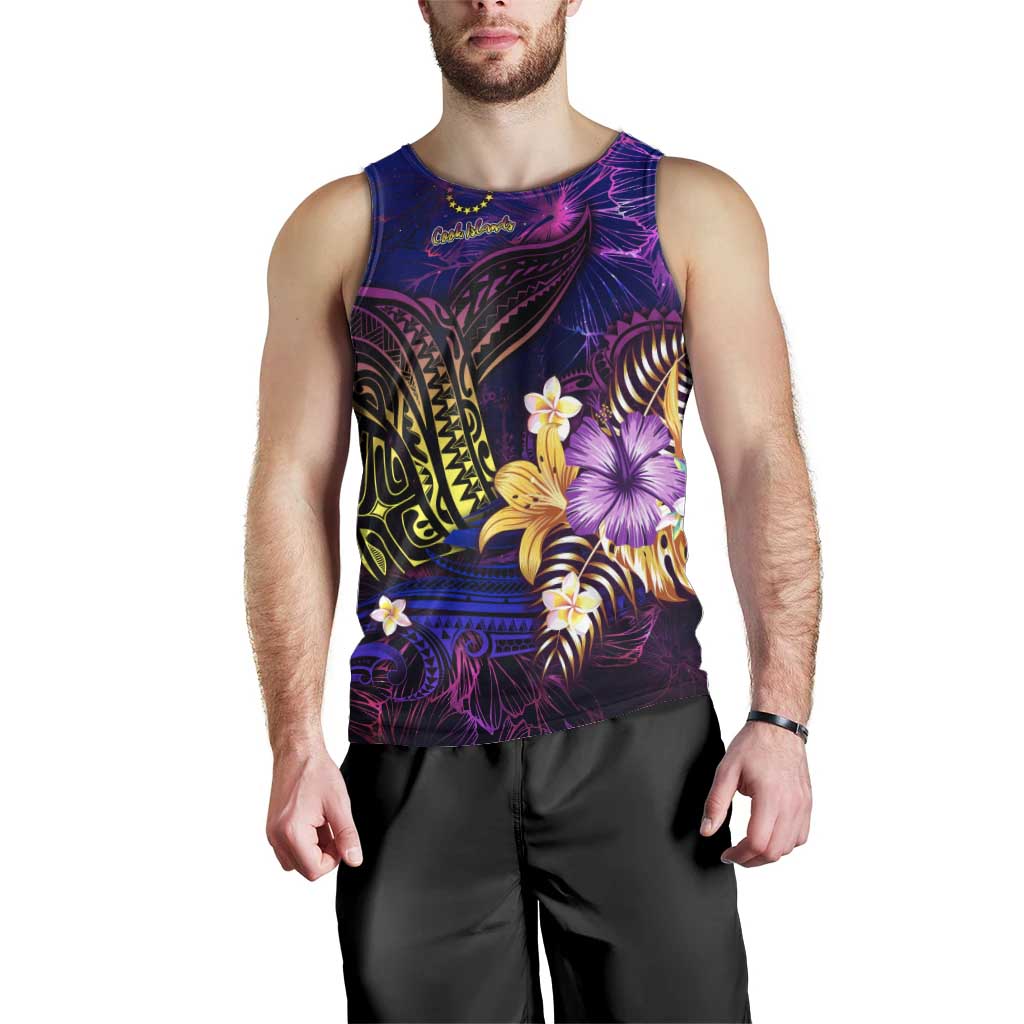 Cook Islands Men Tank Top Whale Hibiscus Polynesian DT02 - Polynesian Pride