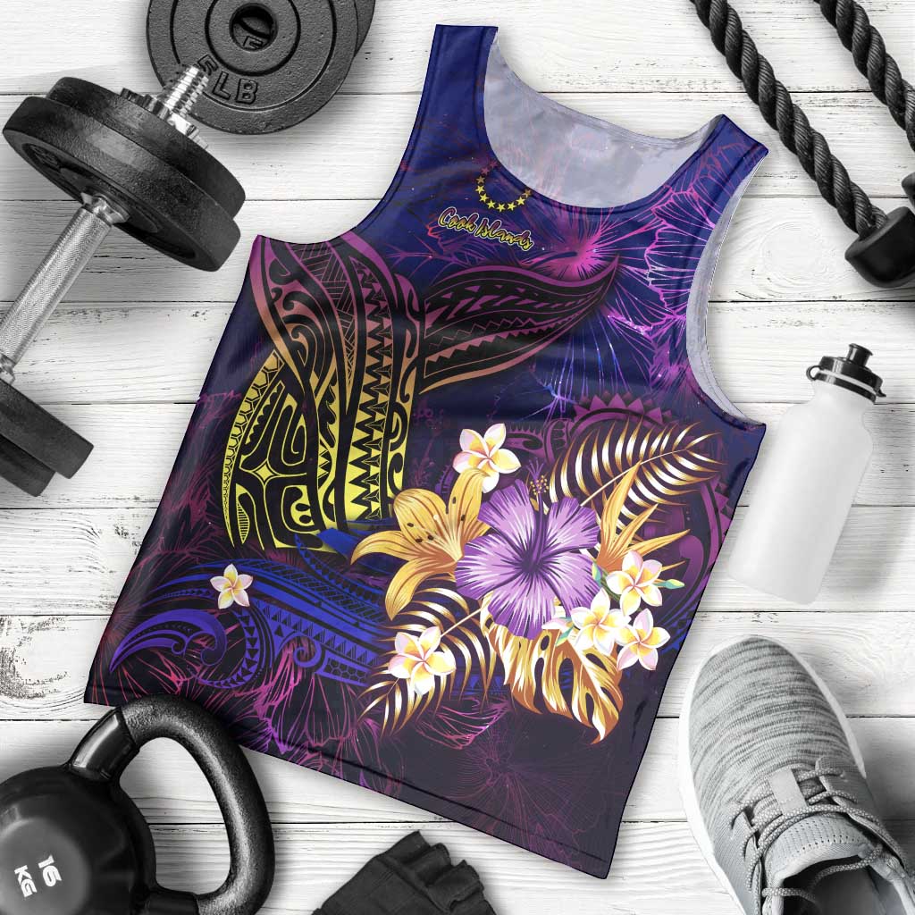 Cook Islands Men Tank Top Whale Hibiscus Polynesian DT02 - Polynesian Pride